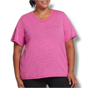 DSG Women's Core Cotton Jersey V-Neck T-Shirt - 1X Berry